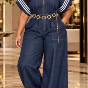 Wide-Leg Denim Jumpsuit